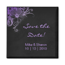 Salon Spa Flower Magnet Black Suede Purple by spacards Salon Spa Flower Magnet Black Suede Purple
