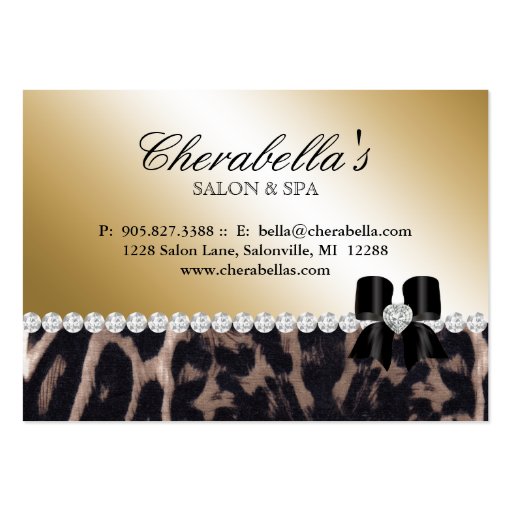 Salon Spa Gift Card Valentine Leopard Gold Black Business Card Template (back side)