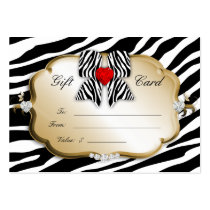 Salon Spa Gift Card Valentine Zebra Gold Black 2 business cards