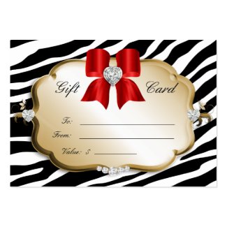 the red zebra hair salon
 on Salon Spa Gift Card Valentine Zebra Gold Red Business Card Template by ...