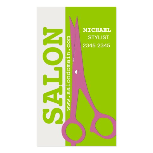 Salon  Spa Hair Styling Scissors Business Card Template (front side)