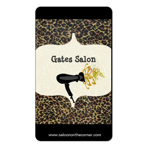 Salon Spa Leopard Print Business Card Template (front side)