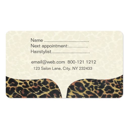 Salon Spa Leopard Print Business Card Template (back side)