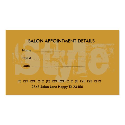 Salon Spa Modern  Leopard Print Business Card Templates (back side)