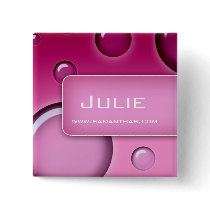Salon Spa Name Tag Button Brooch Bubbles pink