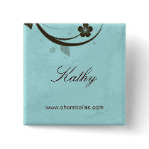 Salon Spa Name Tag Button Brooch watery blue