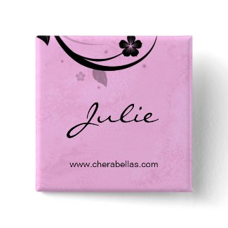 Salon Spa Name Tag Button Brooch watery pink button