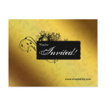 Salon Spa Postcard Invitation Gold Butterfly