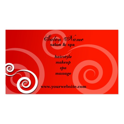 Salon & Spa Red Business Cards (front side)