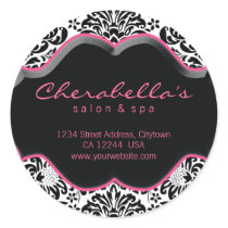 Salon Spa Sticker Pink Black White Damask