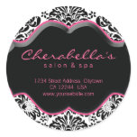 Salon Spa Sticker Pink Black White Damask