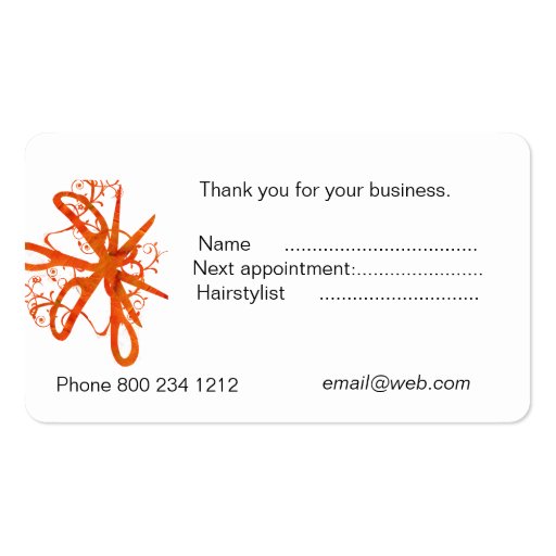 Salon Spa Swirl Scissors Business Card Templates (back side)