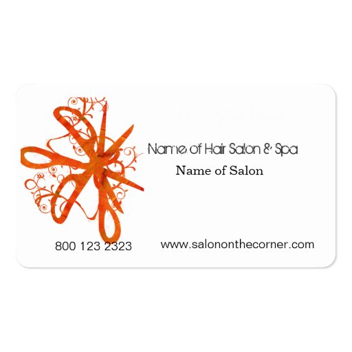 Salon Spa Swirl Scissors Business Card Templates (front side)