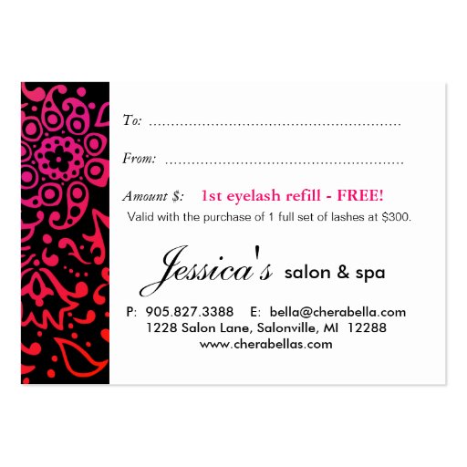 Salon VIP Club Card Butterfly Woman Colorful Business Card Template (back side)