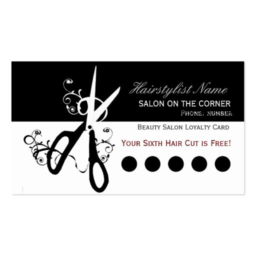 Salons Black and White  Scissors Business Card Templates