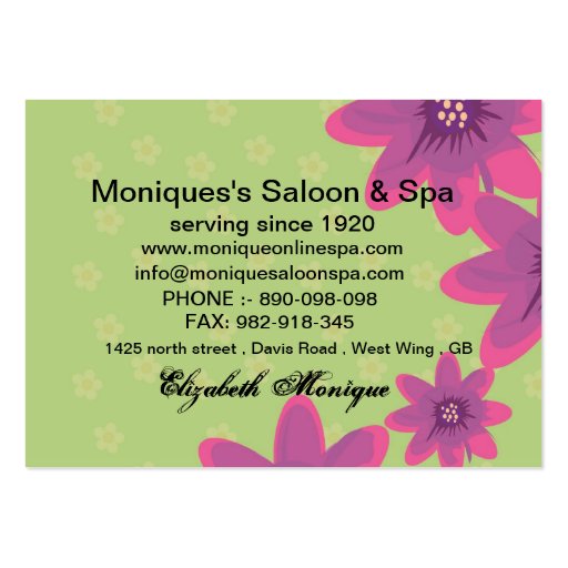 Saloon/Spa Business Card - PMP (back side)