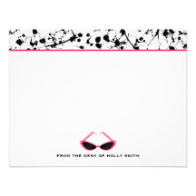 Salpicadura negra y gafas de sol rosadas Notecards Comunicado Personal
