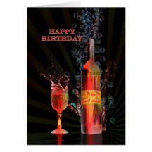 Salpicar la 22da tarjeta de cumpleaños del vino