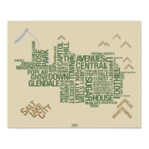 Salt Lake City Neighborhoods: Wasatch Green posters by cartoglyphic Salt Lake City Neighborhoods: Wasatch Green posters