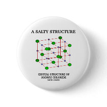 Salty Structure Crystal Structure Sodium Chloride Pinback Buttons