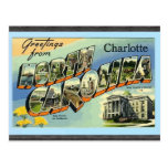 Saludos de Carolina del Norte Charlotte, vintage Postales