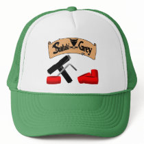 saluki grey banner skate tool and wheels trucker hats