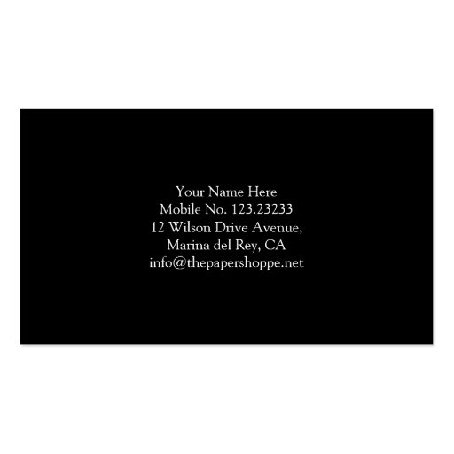 Salutations of Hello Black and White Business Card (back side)