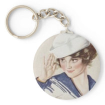 Saluting Pinup Sailor Key Chain
