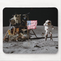 Saluting The U.S. Flag On The Moon Mouse Pad