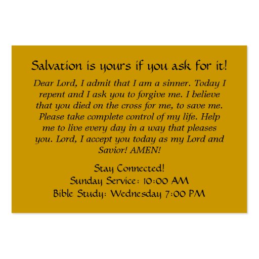 Salvation Card: Doorway to Salvation Business Card Templates (back side)