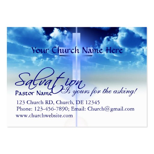 Salvation Card: Yours For the Asking Business Cards (front side)