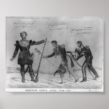 Sam Houston, Santa Anna, and Cos, 1836 Poster