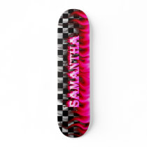 Samantha skateboard pink fire and flames design