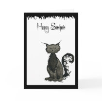 Samhain Cat Greeting Card by 13BlackCatsDesigns Samhain Cat Greeting Card