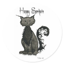 Samhain Cat Sticker by 13BlackCatsDesigns Samhain Cat Sticker