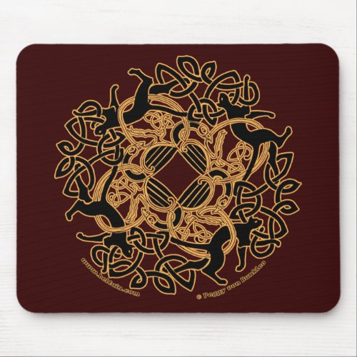 Samhain Celtic Cats Knotwork Mousepads - Brown mousepad