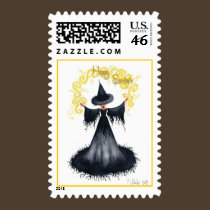 Samhain Witch Postage Stamp