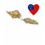 Samoa Flag Heart Map Fitted AA T-Shirt