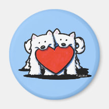 Samoyed Heartfelt Duo Refrigerator Magnets