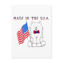 Samoyed Made In The USA Postcard by giftsjustforuholiday Samoyed Made In The USA Postcard