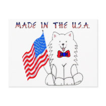 Samoyed Made In The USA Postcard by giftsjustforuholiday Samoyed Made In The USA Postcard