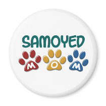 SAMOYED Mom Paw Print 1 magnets by poochloverstuff SAMOYED Mom Paw Print 1 magnets