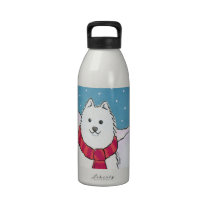 Samoyed with Red Scarf water bottles