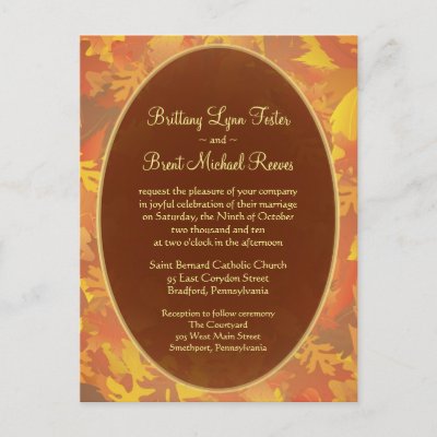 Sample Wedding Invitation Autumn Mist Round Post Card by SquirrelHugger