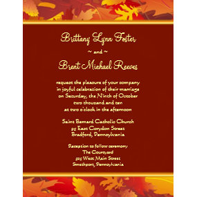 Sample Wedding Invitation - Fall Leaves Border postcard