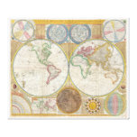 Samuel Dunn Wall Map of the World in Hemispheres Gallery Wrap Canvas