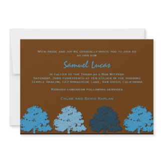Samuel Lucas Bar Mitzvah Blue Trees invitation