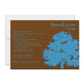 Samuel Lucas Bar Mitzvah Blue Trees invitation