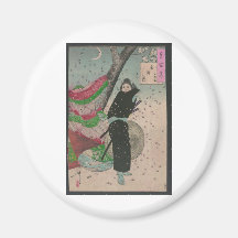 Samurai and Cherry Blossoms circa 1800s Refrigerator Magnets