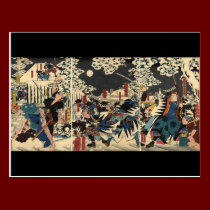 Samurai at war in the snow circa 1800's postcards